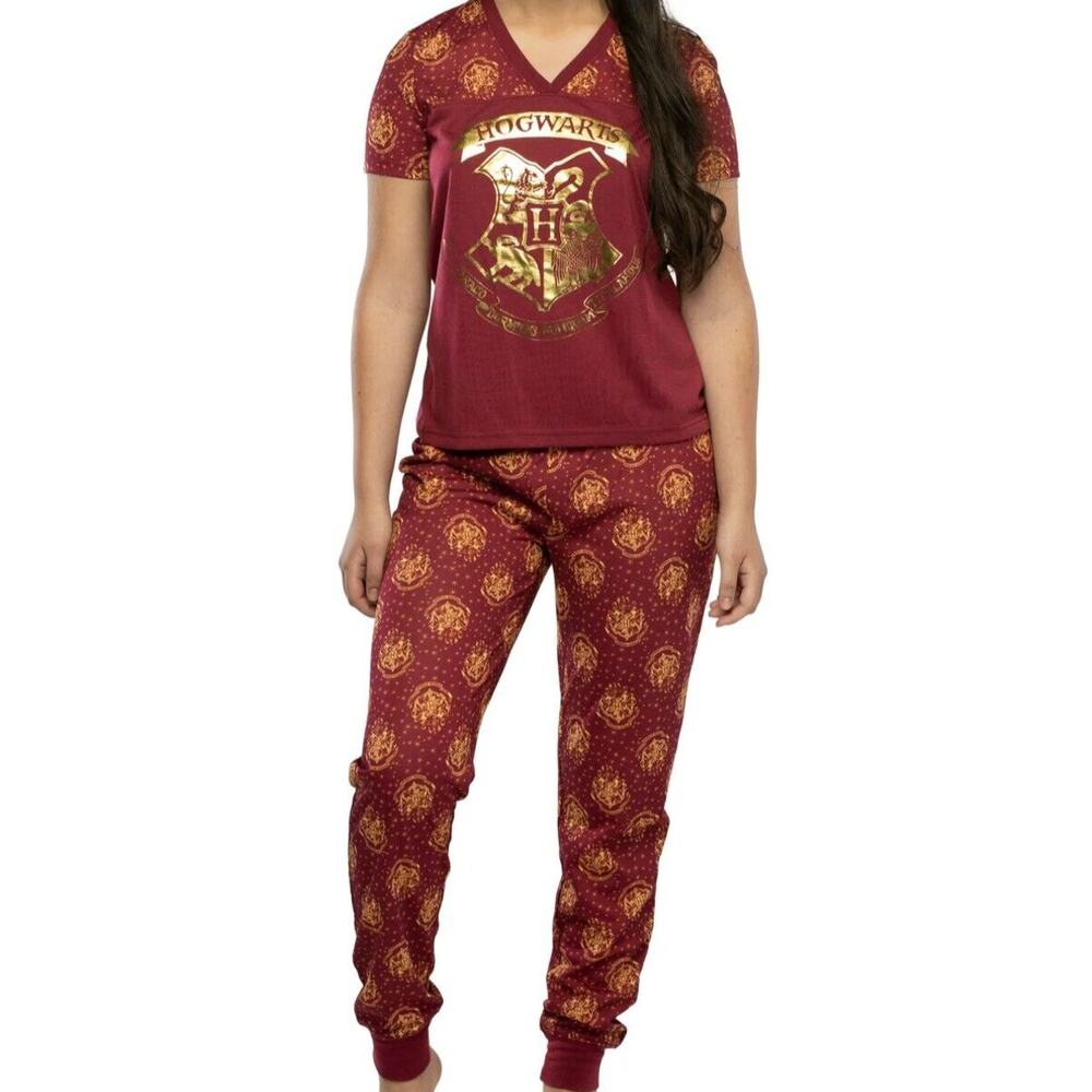 Harry Potter Hogwarts Pajama Set Juniors Small Jogger Sleepwear NWT